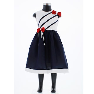 Foto 2 | Foto 2 | Vestido Para Niña Chicos Olé 3534 Azul Y Blanco Con Moños Rojos