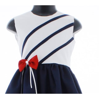 Foto 5 | Foto 5 | Vestido Para Niña Chicos Olé 3534 Azul Y Blanco Con Moños Rojos