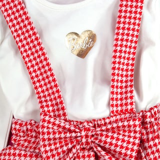 Foto 4 | Foto 4 | Jumper Color Rojo Cuadriculado, Blusa Blanca Y Aplicaciones Doradas Para Niña