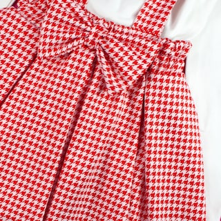 Foto 5 | Foto 5 | Jumper Color Rojo Cuadriculado, Blusa Blanca Y Aplicaciones Doradas Para Niña