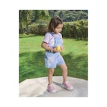 Overol Coqueta Para Niña De Algodón Azul Claro Con Detalles Desgastados.