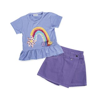 Foto 4 | Foto 4 | Blusa Coqueta Para Niña De Algodón Azul Con Arcoiris.