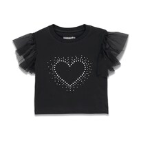 Blusa Coqueta Para Niña De Algodón Negro Con Manga De Holanes