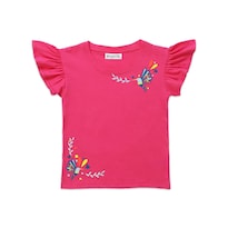 Blusa Coqueta Para Niña En Algodón Rosa Con Mangas De Olan