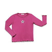Blusa Coqueta Para Niña De Algodón Rosa Con Estrella Brillante