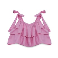 Blusa Coqueta Para Niña De Rayón En Rosa Con Tirantes Ajustables