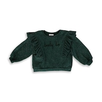 Blusa Coqueta Para Niña De Poliéster Verde Con Brillo Metálico