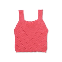 Blusa Coqueta Para Niña De Acrílico En Rosa Con Tejido Texturizado