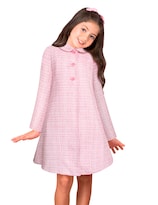 Abrigo De Fiesta Para Niña Rosa Cuadros Elegante Gerat