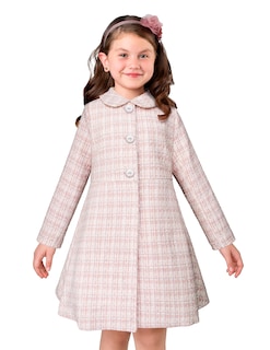 Foto 1 | Foto 1 | Abrigo De Fiesta Para Niña En Rosa Pastel Con Textura Tipo Tweed – Gerat