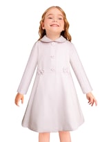 Abrigo Elegante Para Niña Color Hueso Con Moños Gerat