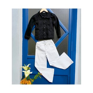 Foto 4 | Foto 4 | Chamarra Coqueta Para Niña De Algodón En Negro Con Efecto Desgastado