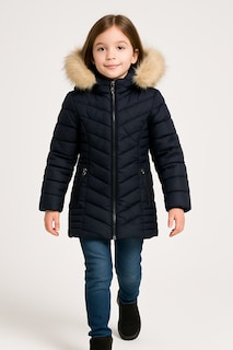 Foto 3 | Foto 3 | Chamarra Niña Con Gorro Peluche Estilo Y Protección Invierno Azul