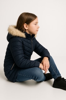 Foto 2 | Foto 2 | Chamarra Niña Con Gorro Peluche Estilo Y Protección Invierno Azul