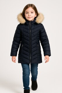 Foto 3 | Foto 3 | Chamarra Niña Con Gorro Peluche Estilo Y Protección Invierno Azul