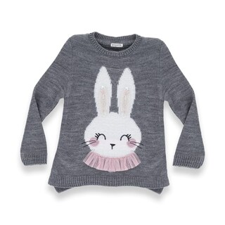Foto 1 | Foto 1 | Suéter Coqueta Para Niña De Acrílico Gris Con Diseño De Conejito