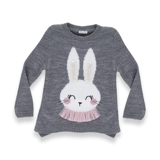 Foto 1 | Foto 1 | Suéter Coqueta Para Niña De Acrílico Gris Con Diseño De Conejito