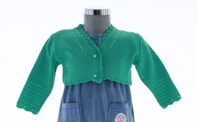 Foto 3 | Foto 3 | Suéter Tipo Bolero Para Niña Chicos Olé 3060 Verde Elegante Con Perlas