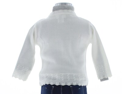 Foto 2 | Foto 2 | Suéter Para Niña Chicos Olé 3051 Blanco Elegante Con Botón De Perla