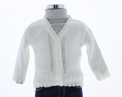 Foto 3 | Foto 3 | Suéter Para Niña Chicos Olé 3051 Blanco Elegante Con Botón De Perla