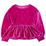 Sudadera De Olanes Con Perlas En Terciopelo Para Niña
