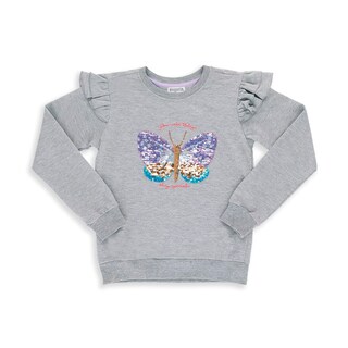 Foto 1 | Foto 1 | Sudadera Coqueta Para Niña De Algodón Gris Con Lentejuelas Reversibles