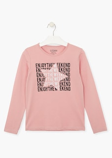 Foto 1 | Foto 1 | Playera Rosa Con Textos En El Delantero Niña Losan