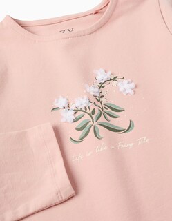 Foto 3 | Foto 3 | Playera De Manga Larga Con Volantes Y Flores En 3d Para Niña, Rosa Zippy
