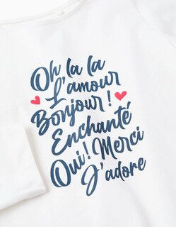 Foto 2 | Foto 2 | Playera De Manga Larga De Algodón Para Niña 'oh La La', Blanco Zippy