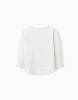 Foto 3 | Foto 3 | Playera De Manga Larga De Algodón Para Niña 'oh La La', Blanco Zippy