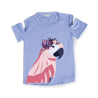 Foto 1 | Foto 1 | Playera Coqueta Para Niña De Algodón Azul Con Estampado De Guacamaya