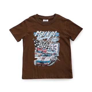 Foto 2 | Foto 2 | Playera Audaz Para Niño De Algodón Café Con Estampado De Autos De Carrera