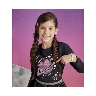 Foto 1 | Foto 1 | Playera Coqueta Para Niña De Algodón Negro Con Estampado De Planeta