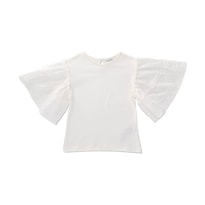Playera Coqueta Para Niña En Algodón Blanco Con Mangas Acampanadas