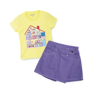 Foto 4 | Foto 4 | Falda-short Coqueta Para Niña De Algodón Morado Con Cruce Al Frente