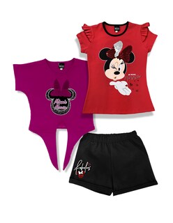 Foto 1 | Foto 1 | Conjunto Disney 2 Playeras + Short Minnie Mouse Multicolor para Niña