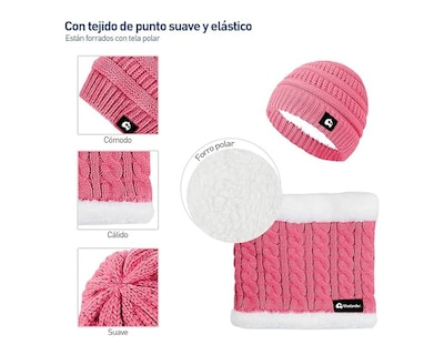 Foto 2 | Foto 2 | Gorro + Bufanda + Guantes de Invierno Bluelander Rosa para Niña 3 Piezas