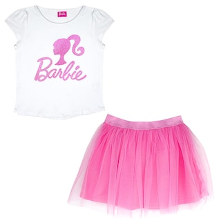 Foto 1 | Foto 1 | Conjunto De Blusa Y Falda Brillante Con Logo De Barbie Para Niña