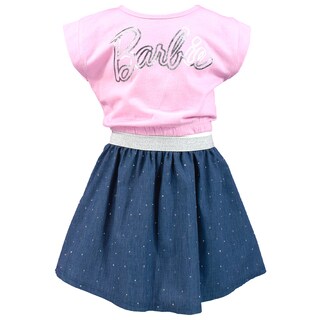 Foto 7 | Foto 7 | Conjunto De Blusa Estampada Y Falda En Color Azul Con Aplicaciones De Barbie Para Niña