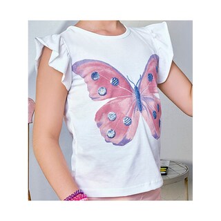 Foto 2 | Foto 2 | Conjunto Coqueta Para Niña De Algodón En Blanco Con Estampado De Mariposa