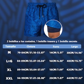 Foto 3 | Foto 3 | Traje De Baño Con Forro Para Hombre Playa, Short Talla: 2xl Mod. A15 Eo Safe Imports Esi-19086 Azul