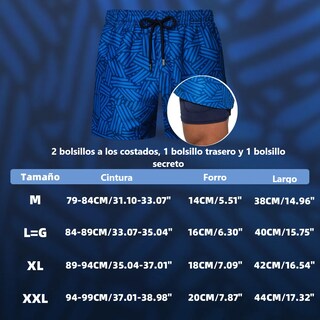 Foto 3 | Foto 3 | Traje De Baño Para Hombre Playa Short Talla: M Mod. A29 Eo Safe Imports Esi-19075 Azul