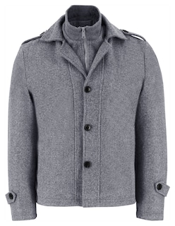 Foto 4 | Foto 4 | Abrigo Caballero Simulación Doble Cuello Invierno Gris Jaspe Roosevelt