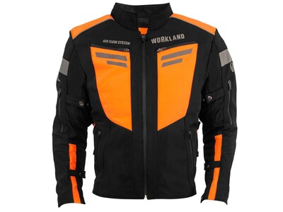 Foto 1 | Foto 1 | Chamarra Motociclista Impermeable para Hombre Protectores Wkl 1985 color Negro con Anaranjado