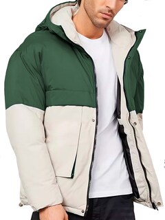 Foto 1 | Foto 1 | Chamarra Térmica Shendy Vendy Verde con Blanco con Capucha para Hombre