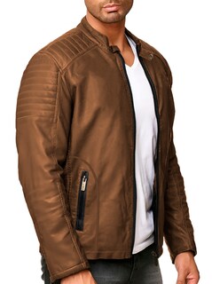 Foto 3 | Foto 3 | Chamarra Shendy Vendy Chaqueta Vinipiel Tipo Biker Chocolate para Hombre