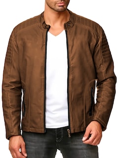 Foto 4 | Foto 4 | Chamarra Shendy Vendy Chaqueta Vinipiel Tipo Biker Chocolate para Hombre