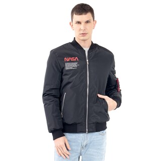 Foto 1 | Foto 1 | Chamarra NASA con Cierre en Bolsas Negra para Hombre