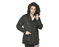 Cazadora Ocean Point Negro Con Gorro Desmontable