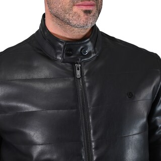Foto 4 | Foto 4 | Chamarra De Hombre Perry Ellis En Cuero Sintético Negro.
